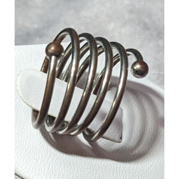 Copper And Silver Tone Metal Coil Ring Size 7 - Picture 11 of 16